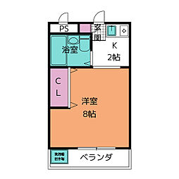 ヒルズ平針 ワンルームの間取図画像