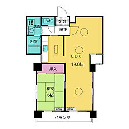 むつみハイツ 1LDKの間取図画像