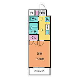 エストゥディオ原 1Kの間取図画像