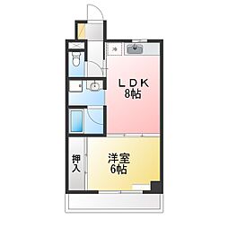 No.39オーシャンハイツ 1LDKの間取図画像