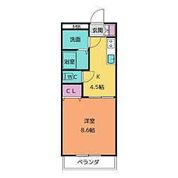 ラ・フォレ・ノアール 1DKの間取図画像
