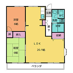 エラン平針 2LDKの間取図画像