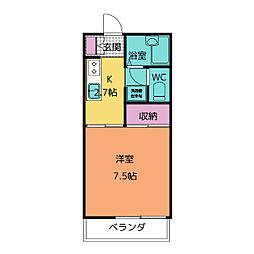 セフィラ原 1Kの間取図画像