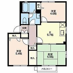オデッセイ島田C 3Kの間取図画像