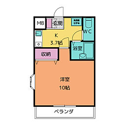 デージー大和 1Kの間取図画像