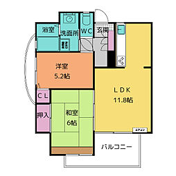 シティマンションアカイケ 2LDKの間取図画像