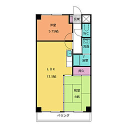 グリーンハイツ平針1 2LDKの間取図画像