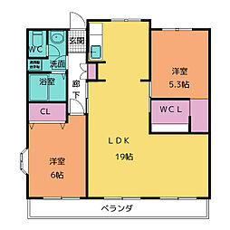 エラン平針 2LDKの間取図画像