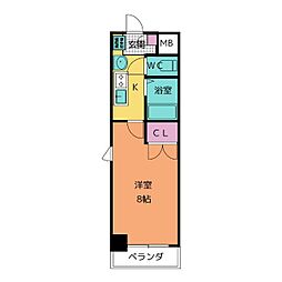 パルティール原駅前 1Kの間取図画像