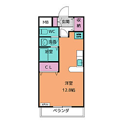 シャルムMIE ワンルームの間取図画像