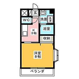 びい4植田 1Kの間取図画像