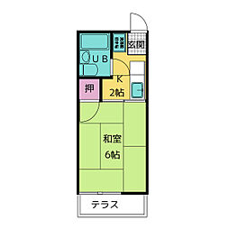 シティハイムヒラバリ 1Kの間取図画像