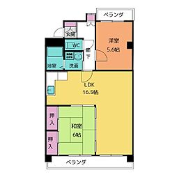 リーブル原 2LDKの間取図画像