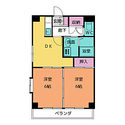 グリーンヒルズ赤池 2DKの間取図画像