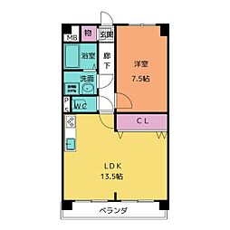 ペア・シティー1 1LDKの間取図画像