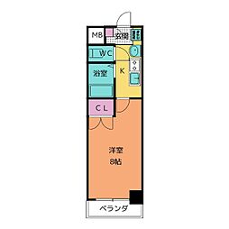 パルティール原駅前 1Kの間取図画像