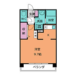 アブレスト原 1Kの間取図画像