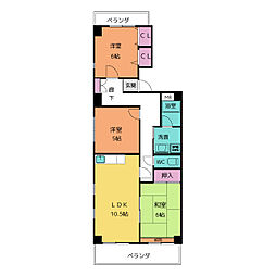 サウス中平 6階3LDKの間取り