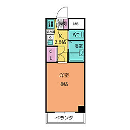 ラ・メゾン・メルヴェイユ 2階1Kの間取り