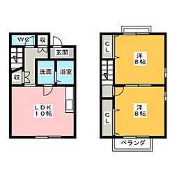 ＥＶＥＲ　ＧＲＥＥＮ　ＨＯＵＳＥ 1階2LDKの間取り