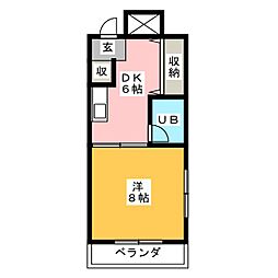 アーク・Ｕ 3階1DKの間取り