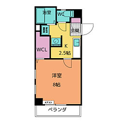 R’s one 3階1Kの間取り