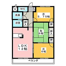 ヒルズトワニー 3階3LDKの間取り