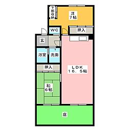 ヒルズシンフォニー 1階2LDKの間取り