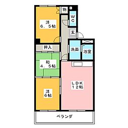 ヒルズシンフォニー 3階3LDKの間取り