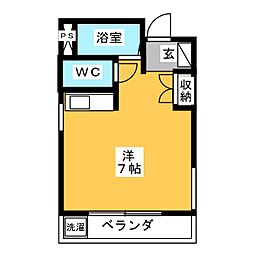 レジデンス原 ワンルームの間取図画像