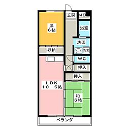 シャインビル 2LDKの間取図画像