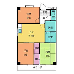 第9平與マンション 3DKの間取図画像