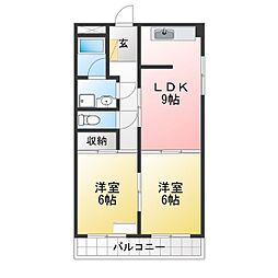 サンメゾン平針 2LDKの間取図画像