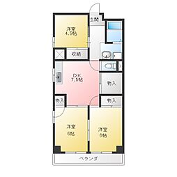 室賀レジデンス 3DKの間取図画像