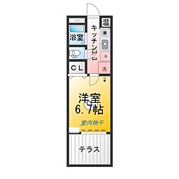 ジュネス横地A 1Kの間取図画像