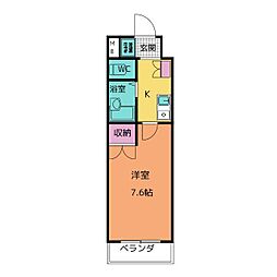 びい2植田 1Kの間取図画像