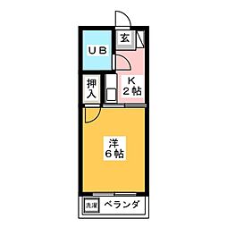 スカイブルー80 1Kの間取図画像