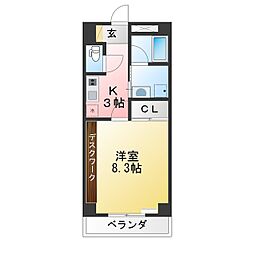 アネックス植田 1Kの間取図画像