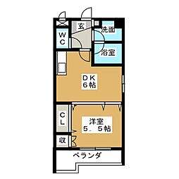フレアコート 1DKの間取図画像