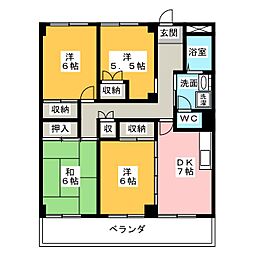 カーサ・東田面 4DKの間取図画像