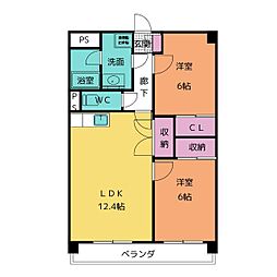 レージュ原 2LDKの間取図画像