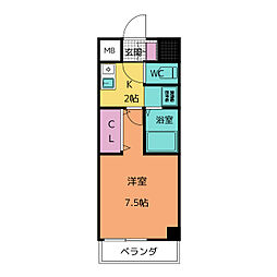 IB.はら 1Kの間取図画像