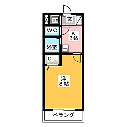 グランドステイ井口 1Kの間取図画像