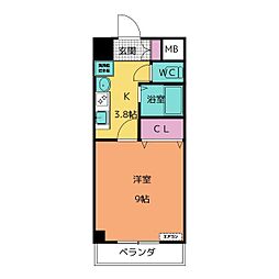 フローラ98 1Kの間取図画像