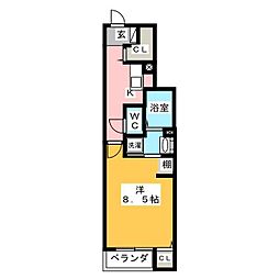 フェリーチェ 1Kの間取図画像