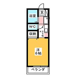 ガーデンヒルズ 1Kの間取図画像