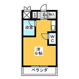 第二池場ハウス ワンルームの間取図画像