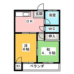コーポ雅 2DKの間取図画像