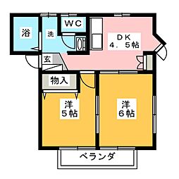 カーサ・マローネA 2DKの間取図画像
