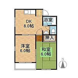 ムーニーコーノス 2DKの間取図画像